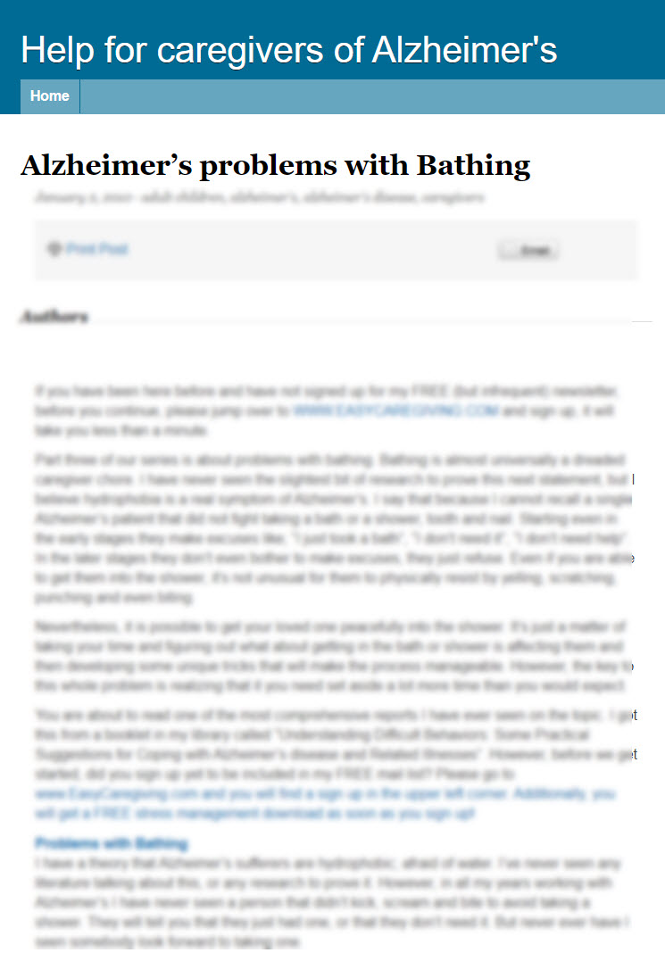 Alzheimer’s Problems with Bathing