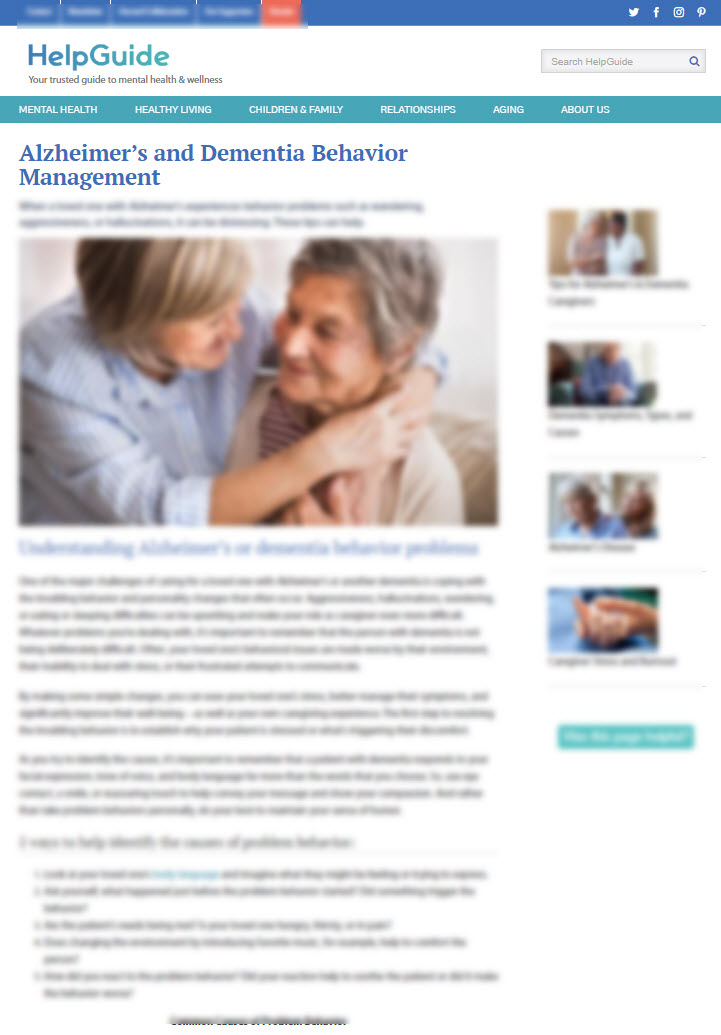 Alzheimer’s and Dementia Behavior Management