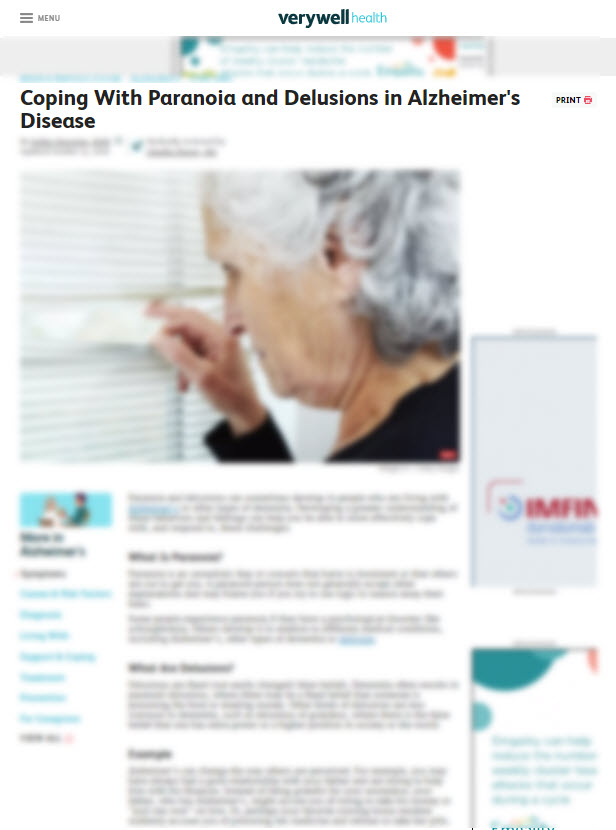 Coping With Paranoia and Delusions in Alzheimer's Disease