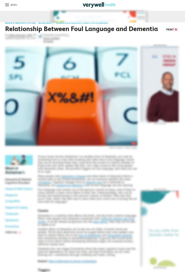 Relationship Between Foul Language and Dementia