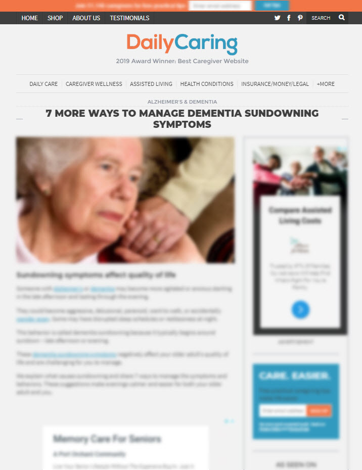 7 More Ways to Manage Dementia Sundowning Symptoms