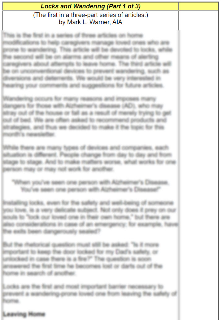 Locks and Wandering (Part 1 of 3)