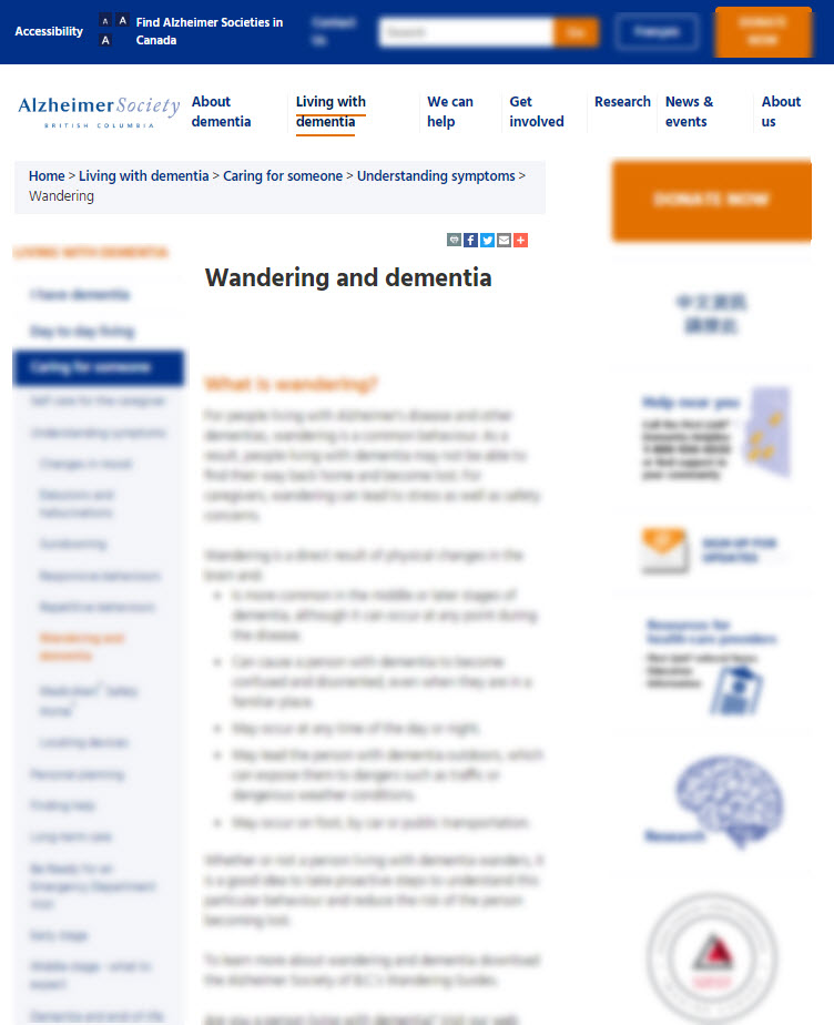 Wandering and Dementia
