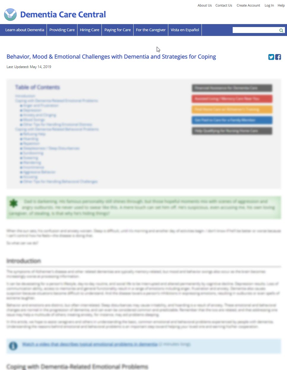 Alzheimer’s and Dementia Behavior Management