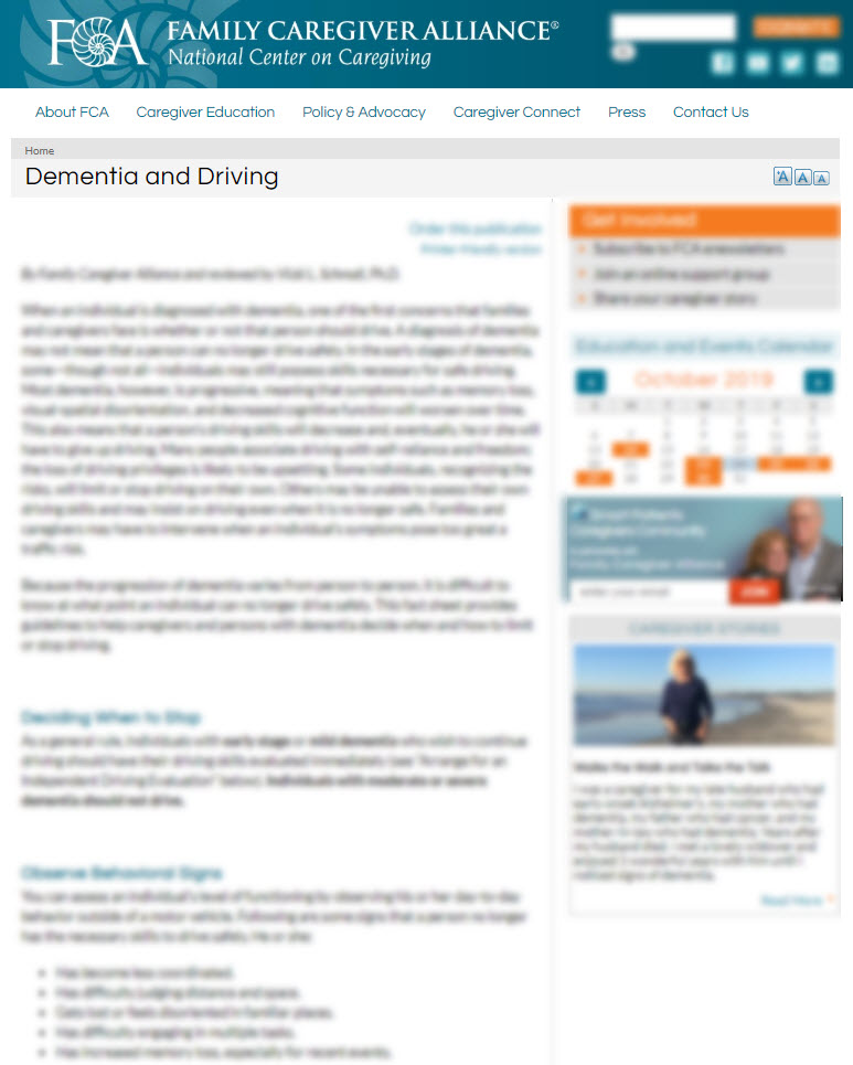 Dementia and Driving