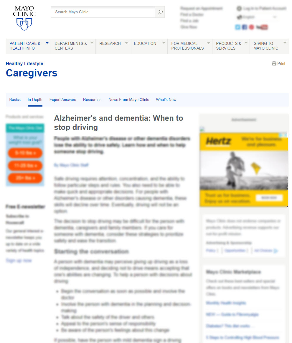 Alzheimer's and Dementia: When to Stop Driving