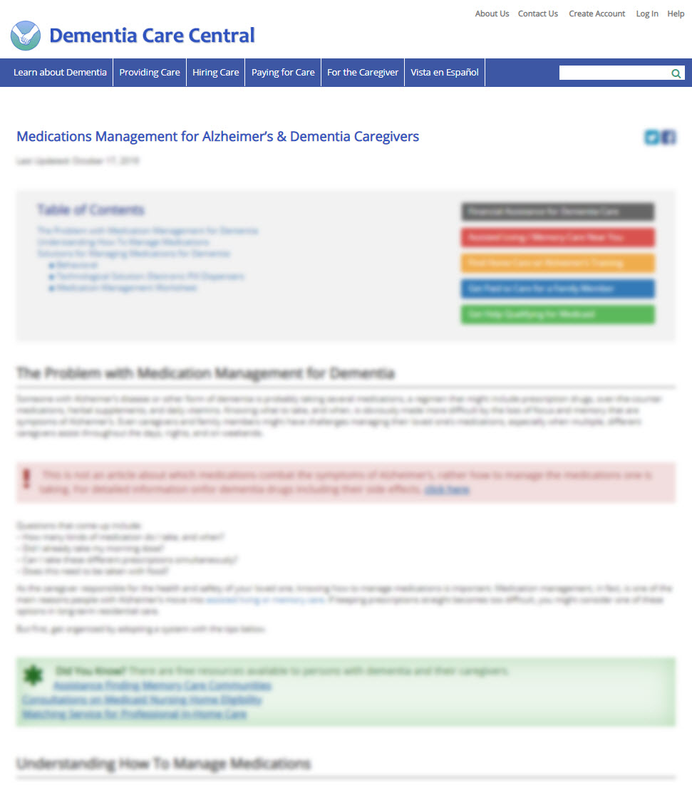 Monitoring Medications for Alzheimer’s & Dementia