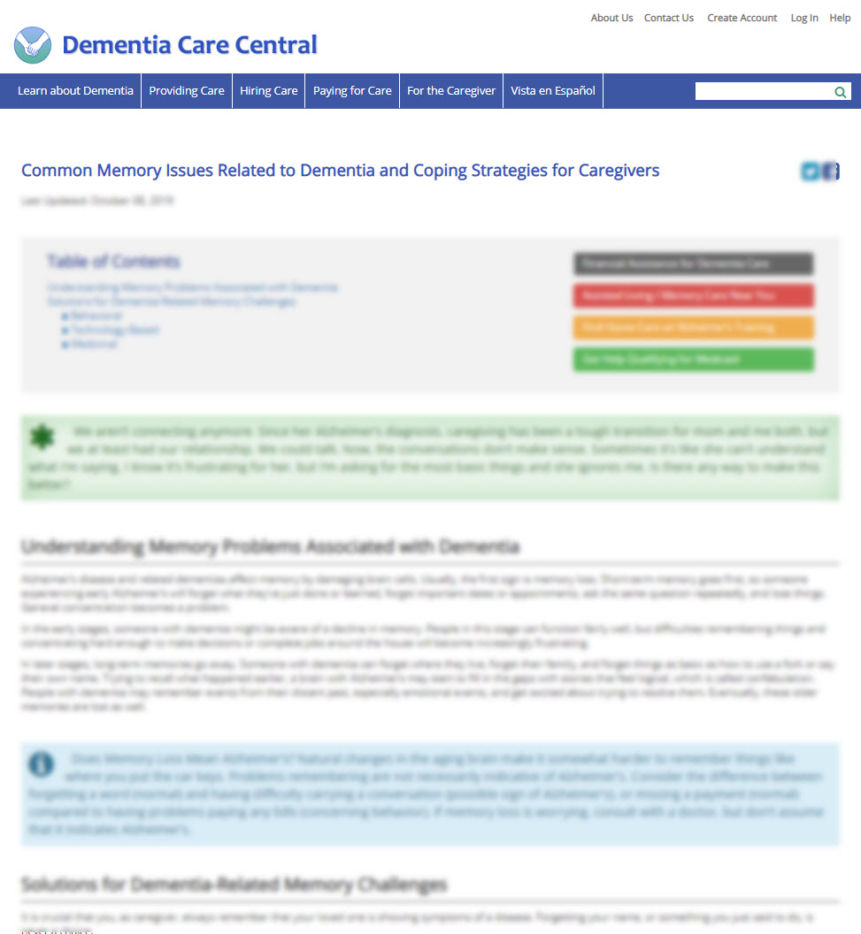 Common Memory Issues Related to Dementia and Coping Strategies for Caregivers