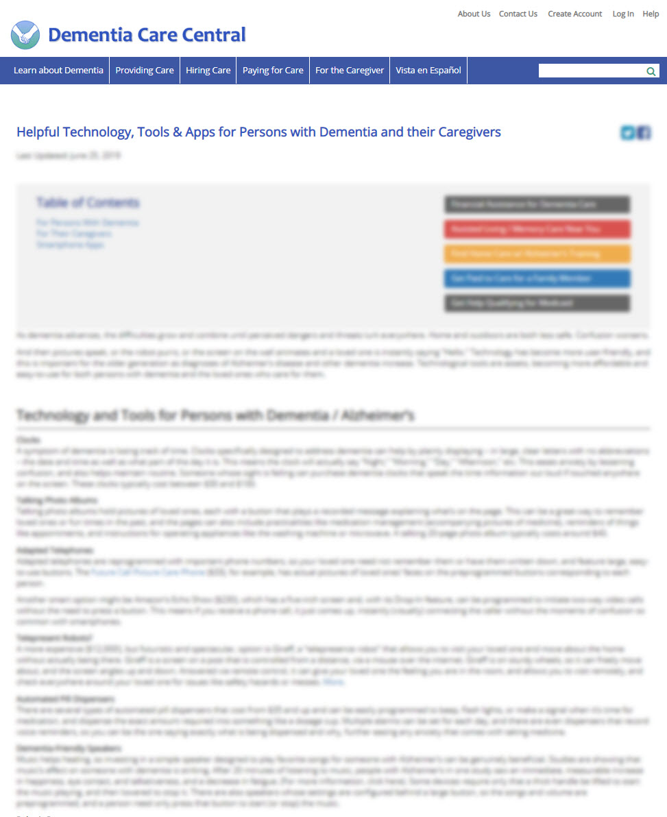 Helpful Technology, Tools & Apps for Persons with Dementia and Their Caregivers