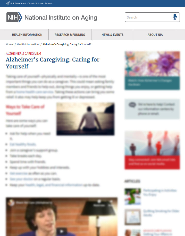 Alzheimer's Caregiving: Caring for Yourself